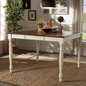 Austin Solid Rubberwood Counter Dining Table with Distressed Finish for Kitchen Spaces