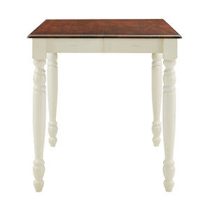 Austin Solid Rubberwood Counter Dining Table with Distressed Finish for Kitchen Spaces