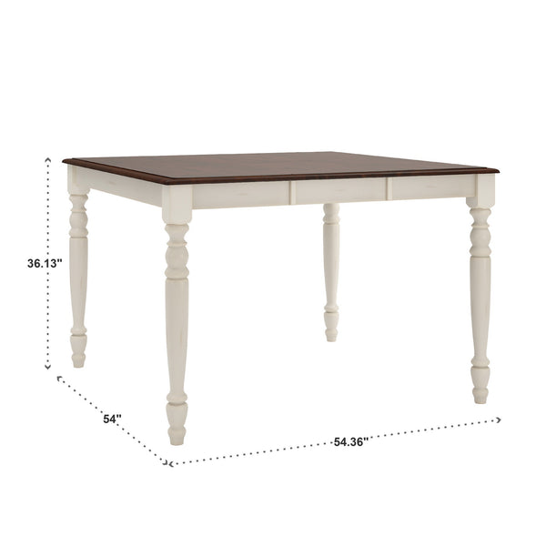 Austin Solid Rubberwood Counter Dining Table with Distressed Finish for Kitchen Spaces