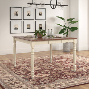 Austin Solid Rubberwood Counter Dining Table with Distressed Finish for Kitchen Spaces