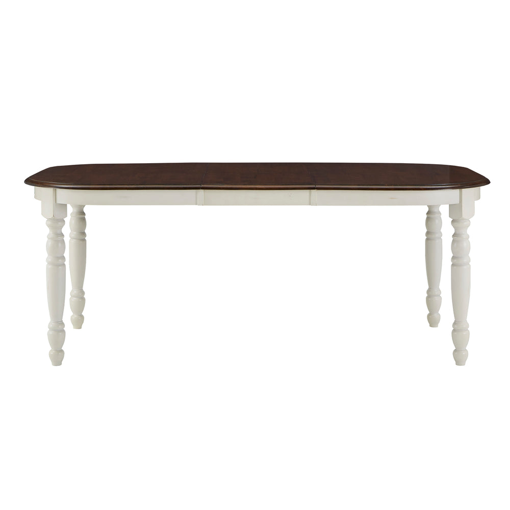 Homelegance Austin Extendable Rubberwood Dining Table with Turned Legs and Farmhouse Style Design Antique White / Cherry 1393W-78(MTL)