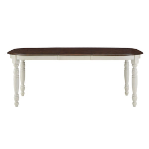 Homelegance Austin Extendable Rubberwood Dining Table with Turned Legs and Farmhouse Style Design Antique White / Cherry 1393W-78(MTL)