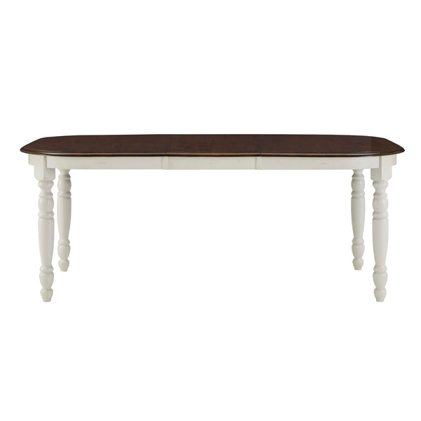 Homelegance Austin Extendable Rubberwood Dining Table with Turned Legs and Farmhouse Style Design Antique White / Cherry 1393W-78(MTL)