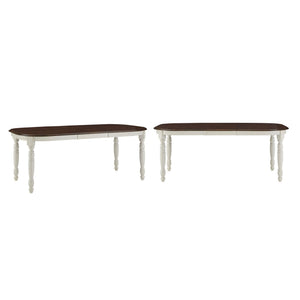 Austin Extendable Rubberwood Dining Table with Turned Legs and Farmhouse Style Design