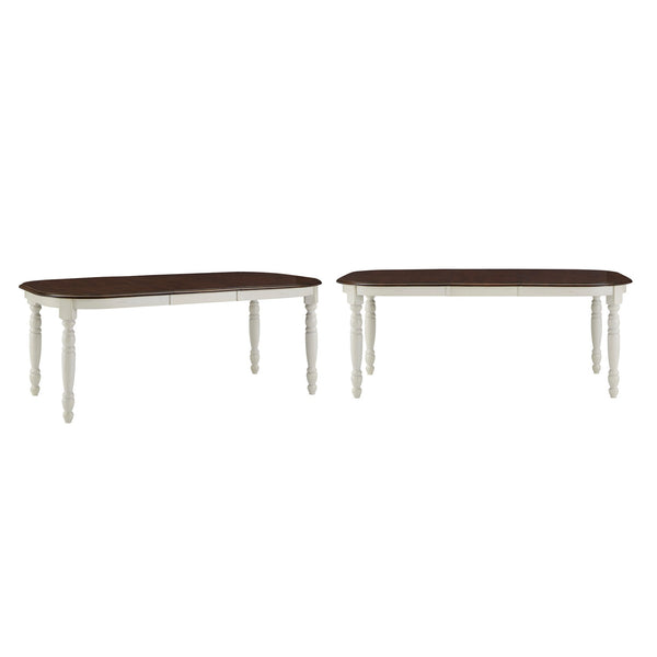 Austin Extendable Rubberwood Dining Table with Turned Legs and Farmhouse Style Design