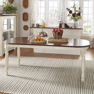 Austin Extendable Rubberwood Dining Table with Turned Legs and Farmhouse Style Design