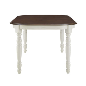 Austin Extendable Rubberwood Dining Table with Turned Legs and Farmhouse Style Design