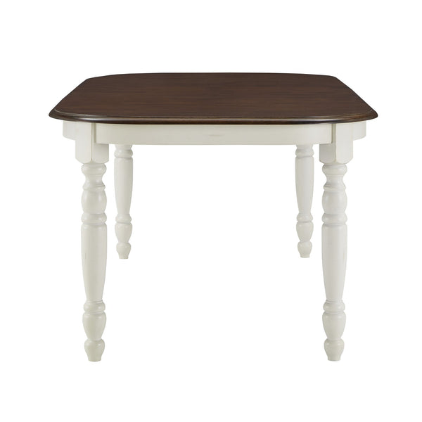 Austin Extendable Rubberwood Dining Table with Turned Legs and Farmhouse Style Design