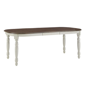 Austin Extendable Rubberwood Dining Table with Turned Legs and Farmhouse Style Design