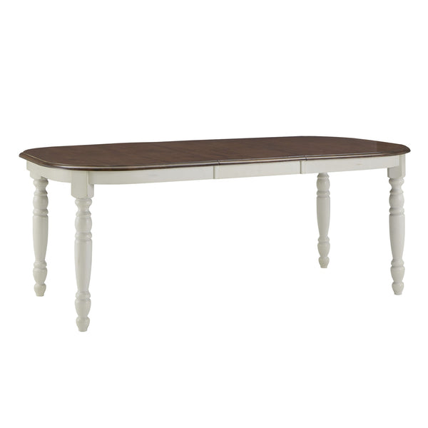 Austin Extendable Rubberwood Dining Table with Turned Legs and Farmhouse Style Design