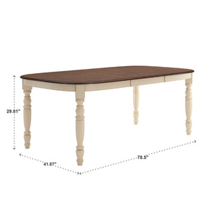Austin Extendable Rubberwood Dining Table with Turned Legs and Farmhouse Style Design