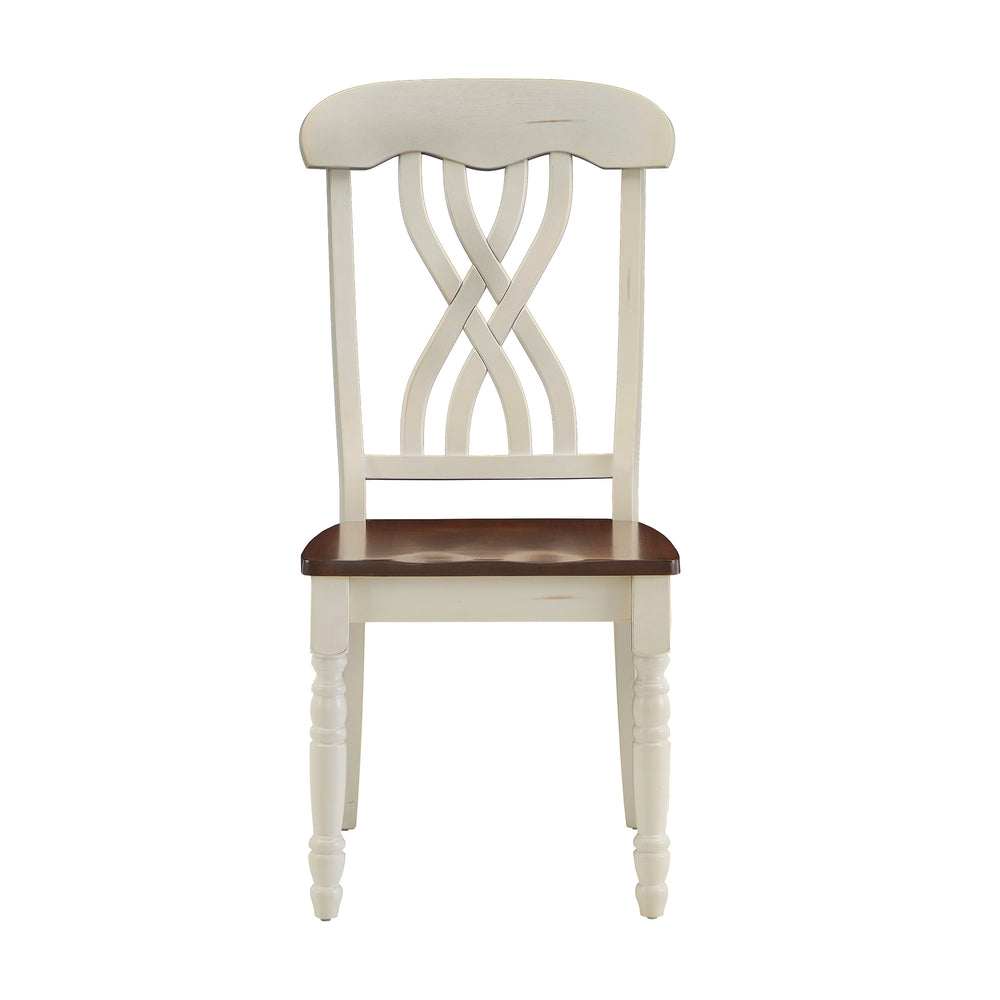 Homelegance Austin Solid Rubberwood Dining Chair Set with Carved Back and Turned Legs Classic Style Antique White / Cherry 1393WS(3A)