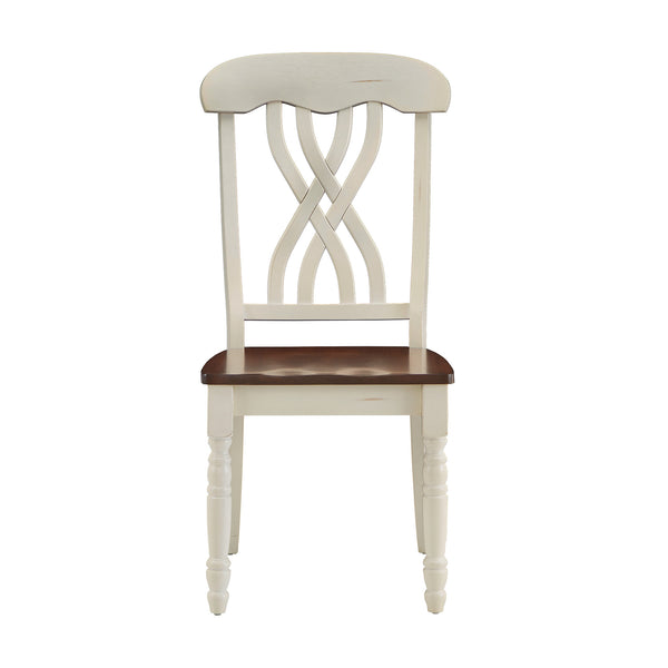 Homelegance Austin Solid Rubberwood Dining Chair Set with Carved Back and Turned Legs Classic Style Antique White / Cherry 1393WS(3A)