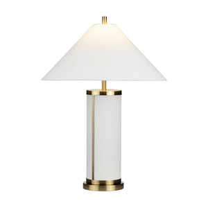 Crestview Collection 29.75"H Modern Metal Table Lamp With Elegant White Linen Shade & Luxurious Gold Accents, 150w   Cvazer182