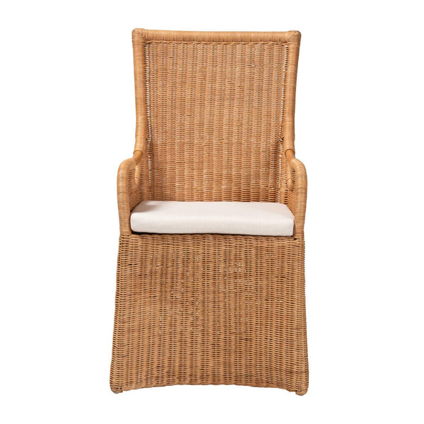 Baxton Studio bali Amsterdam Bohemian Rattan Dining Chair – Handcrafted, Comfortable & Unique Coastal Elegance Amsterdam-Light Honey Rattan Cushioned-DC