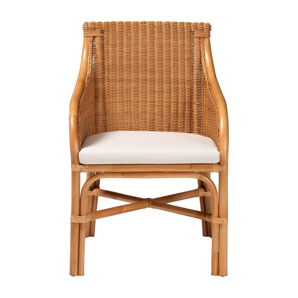 Baxton Studio bali Bali Carolyn Bohemian Rattan Dining Chair - Handcrafted Island Charm with Comfortable Cushioned Seat Carolyn-Light Honey Rattan Cushioned-DC