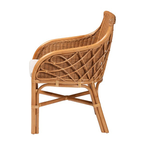 Baxton Studio bali Bali Carolyn Bohemian Rattan Dining Chair - Handcrafted Island Charm with Comfortable Cushioned Seat Carolyn-Light Honey Rattan Cushioned-DC