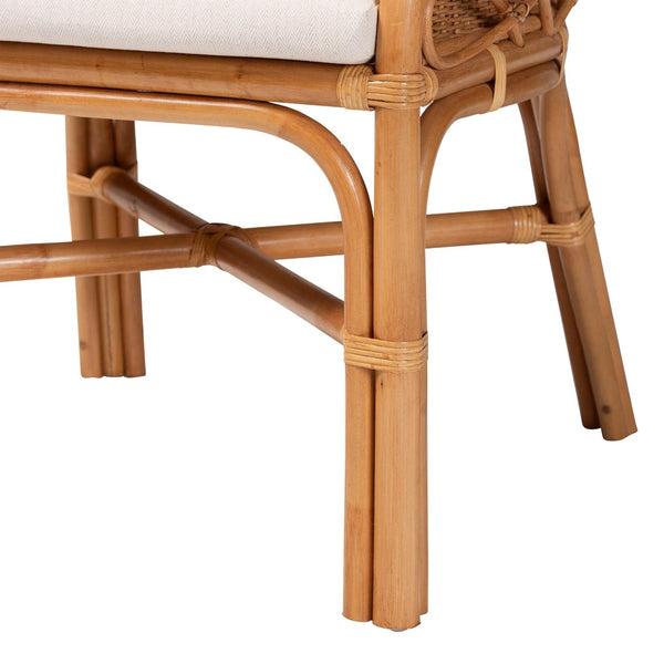 Baxton Studio bali Bali Carolyn Bohemian Rattan Dining Chair - Handcrafted Island Charm with Comfortable Cushioned Seat Carolyn-Light Honey Rattan Cushioned-DC