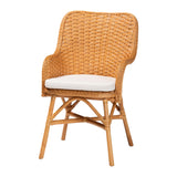 bali Celsie Bohemian Dining Chair - Handcrafted Natural Rattan with Cozy Armrests & Crisscross Base