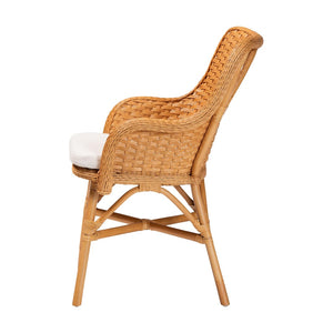 Baxton Studio bali Celsie Bohemian Rattan Dining Chair - Handcrafted Comfort with Cozy Curves and Supportive Design Celsie-Light Honey Rattan Cushioned-DC