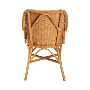 Baxton Studio bali Celsie Bohemian Rattan Dining Chair - Handcrafted Comfort with Cozy Curves and Supportive Design Celsie-Light Honey Rattan Cushioned-DC
