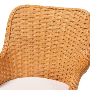 Baxton Studio bali Celsie Bohemian Rattan Dining Chair - Handcrafted Comfort with Cozy Curves and Supportive Design Celsie-Light Honey Rattan Cushioned-DC