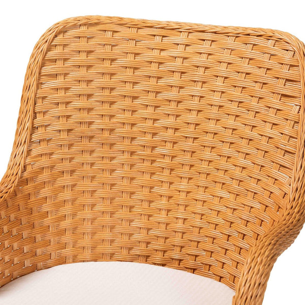 Baxton Studio bali Celsie Bohemian Rattan Dining Chair - Handcrafted Comfort with Cozy Curves and Supportive Design Celsie-Light Honey Rattan Cushioned-DC