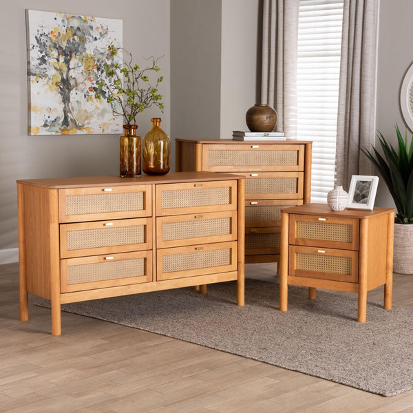 Baxton Studio Baxton Studio Jenn Japandi 3-Piece Storage Set: Elegant Wood Dresser, Chest & Nightstand Combo Adalyn-Distressed/NT Oak-3PC Storage Set