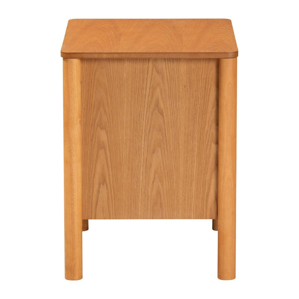Baxton Studio Baxton Studio Japandi Nightstand - Golden Brown Wood, Distressed Rattan Drawers for Modern Charm MG9006-5703R Rattan/NTOak1203-2D-Nightstand
