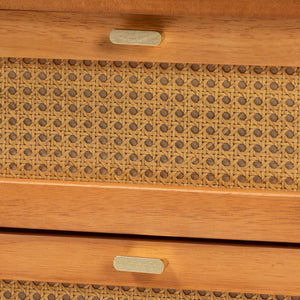 Baxton Studio Baxton Studio Japandi Nightstand - Golden Brown Wood, Distressed Rattan Drawers for Modern Charm MG9006-5703R Rattan/NTOak1203-2D-Nightstand