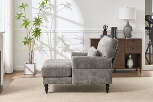 English Elm Modern Chaise Lounge with Plush High-Resilience Cushion and Solid Wood Frame for Durable Comfort Grey W2120P296386