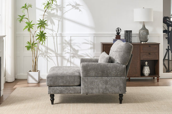 English Elm Modern Chaise Lounge with Plush High-Resilience Cushion and Solid Wood Frame for Durable Comfort Grey W2120P296386