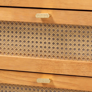 Baxton Studio Baxton Jenn Japandi 4-Drawer Chest - Distressed Rattan, Soft-Close Drawers, Modern Storage Solution MG9006-5703R Rattan/NTOak1203-4D-Chest