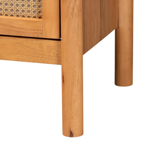 Baxton Studio Baxton Jenn Japandi 4-Drawer Chest - Distressed Rattan, Soft-Close Drawers, Modern Storage Solution MG9006-5703R Rattan/NTOak1203-4D-Chest