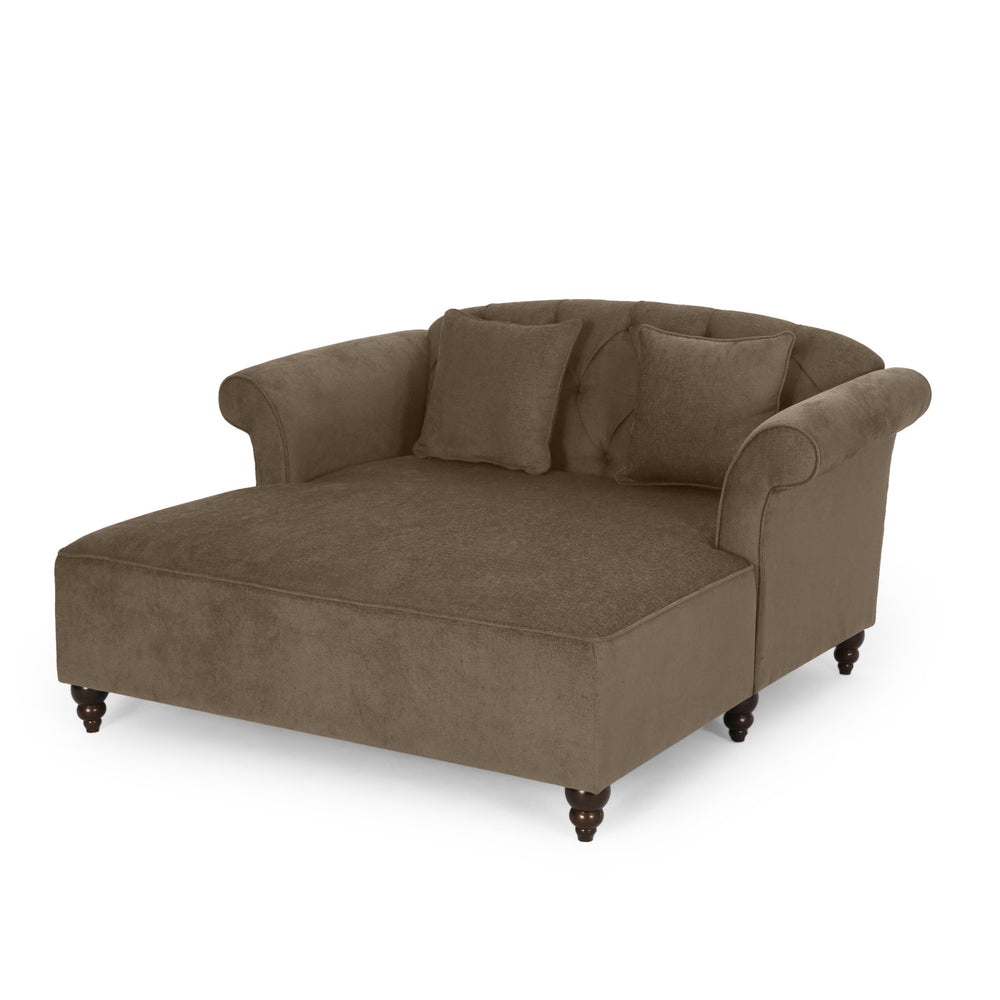 English Elm Christopher Knight Home® - Loveseat Double Chaise Lounge - Elegant Brown Fabric With Button-Tufted Design & Accent Pillows 68104.00AFBRN_68104.00BFBRN