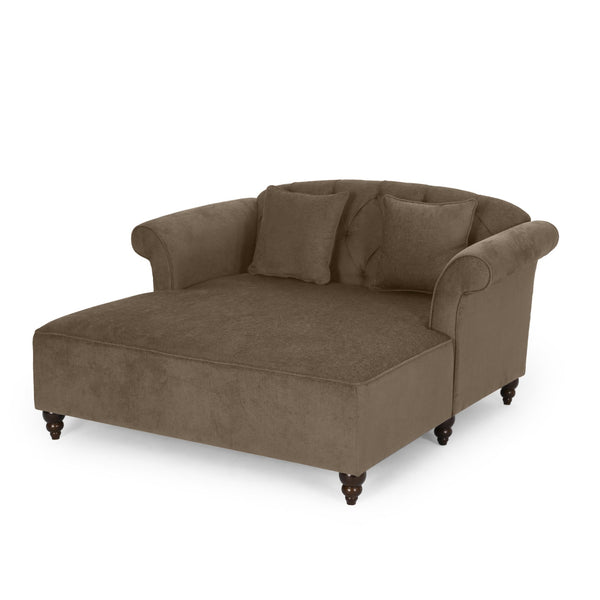 English Elm Christopher Knight Home® - Loveseat Double Chaise Lounge - Elegant Brown Fabric With Button-Tufted Design & Accent Pillows 68104.00AFBRN_68104.00BFBRN