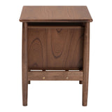 Baxton Studio Alyssa Japandi Walnut Brown Wood 2-Drawer Nightstand Woven with Rattan