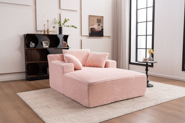 English Elm Oversized Corduroy Chaise Longue Sofa Bed Pink — Deep Seat Sleeper, No Assembly, Modern Lounge Comfort W1752P290577