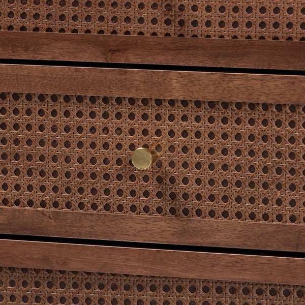 Baxton Studio Baxton Studio Alyssa Japandi 6-Drawer Dresser - Walnut Brown Wood with Woven Rattan Accents SW8000-86D6D-Walnut-Dresser