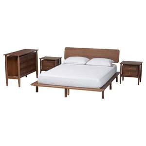 Baxton Studio Baxton Studio Alyssa Japandi Walnut Brown Bedroom Set - Modern Minimalist Design & Storage Solutions Queen 4-Piece SW8598-Walnut-4PC Queen Bedroom set