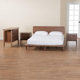 Baxton Studio Alyssa Japandi Walnut Brown Wood King Size 4-Piece Bedroom Set