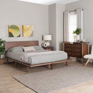 Baxton Studio Baxton Studio Alyssa Japandi King Size Bedroom Set - Modern Walnut Brown Wood, 3-Piece Retreat SW8598-Walnut-3PC King Bedroom set