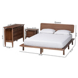 Baxton Studio Alyssa Japandi Walnut Brown Wood King Size 3-Piece Bedroom Set