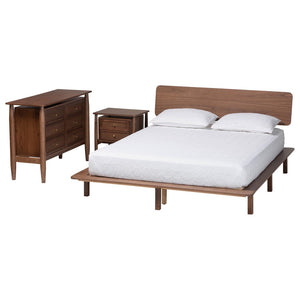 Baxton Studio Baxton Studio Alyssa Japandi King Size Bedroom Set - Modern Walnut Brown Wood, 3-Piece Retreat SW8598-Walnut-3PC King Bedroom set