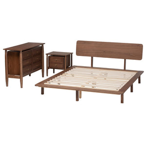 Baxton Studio Baxton Studio Alyssa Japandi Walnut Brown Bedroom Set - Modern Minimalist Design & Storage Solutions Queen 3-Piece SW8598-Walnut-3PC Queen Bedroom set