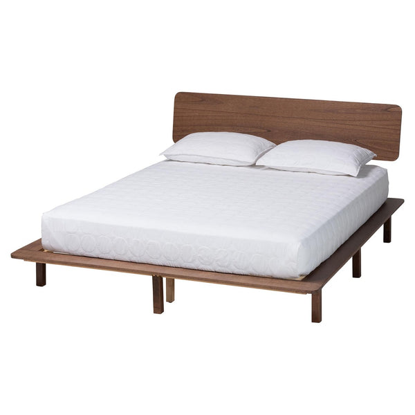 Baxton Studio Baxton Studio Alyssa Japandi Wood Platform Bed - Modern Design with Sturdy Support for Tranquil Sleep Queen SW8598-Walnut-Queen