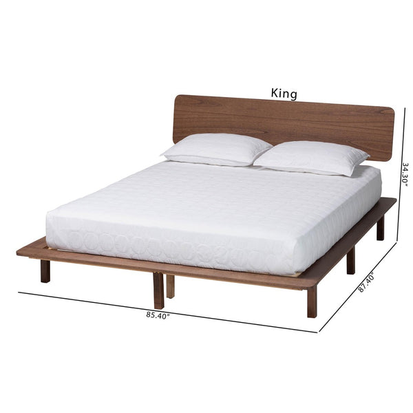 Baxton Studio Baxton Studio Alyssa Japandi Wood Platform Bed - Modern Design with Sturdy Support for Tranquil Sleep Queen SW8598-Walnut-Queen