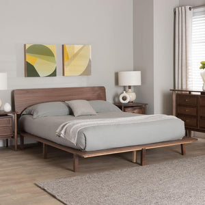 Baxton Studio Baxton Studio Alyssa Japandi Wood Platform Bed - Modern Design with Sturdy Support for Tranquil Sleep Queen SW8598-Walnut-Queen