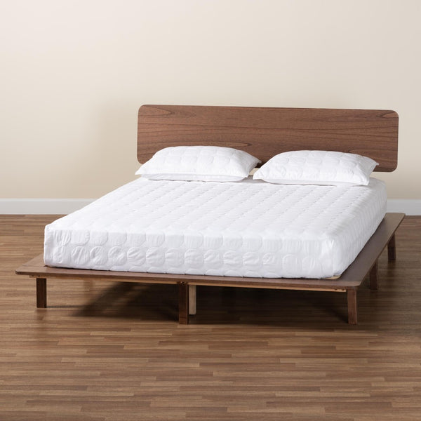 Baxton Studio Baxton Studio Alyssa Japandi Wood Platform Bed - Modern Design with Sturdy Support for Tranquil Sleep Queen SW8598-Walnut-Queen