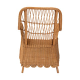 bali & pari Teresa Bohemian Light Honey Scalloped Rattan Arm Chair